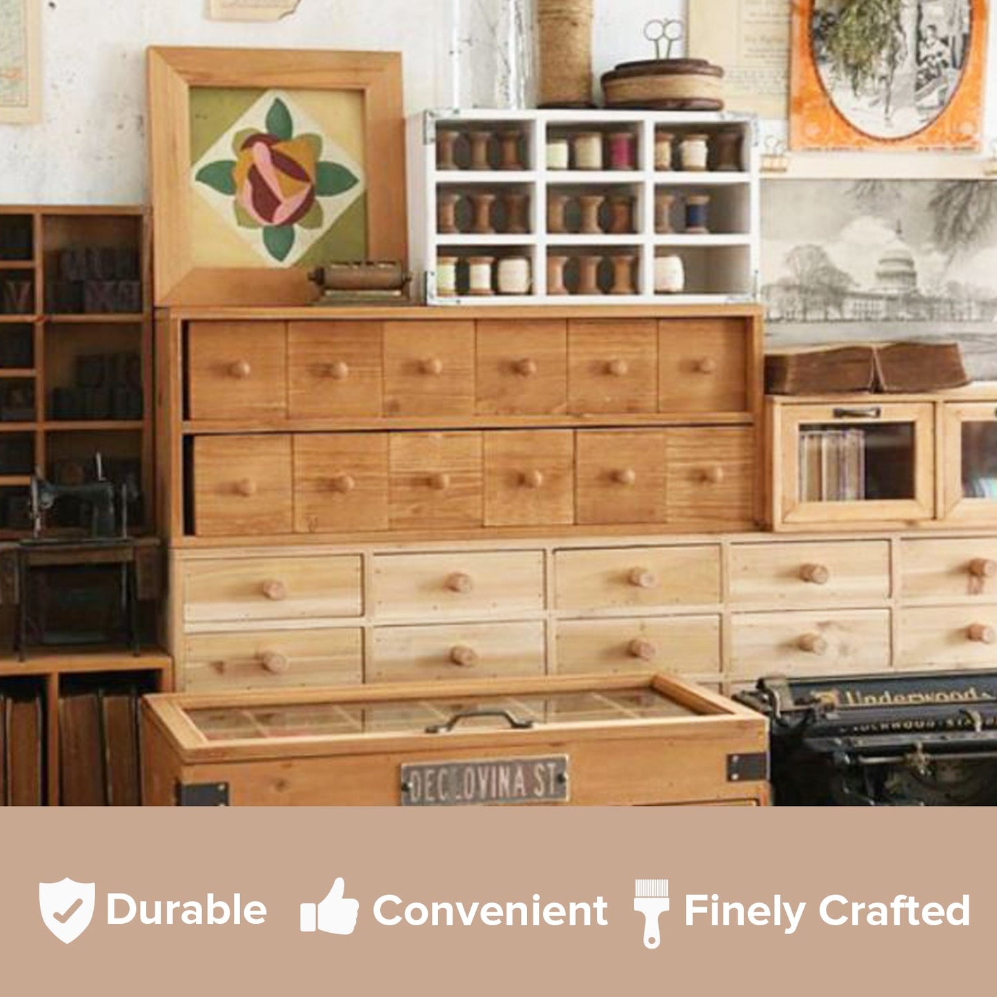 Vintage 12-Drawer Apothecary Cabinet – Solid Wood Desktop Organizer Chest for Tabletop Storage & Everyday Essentials