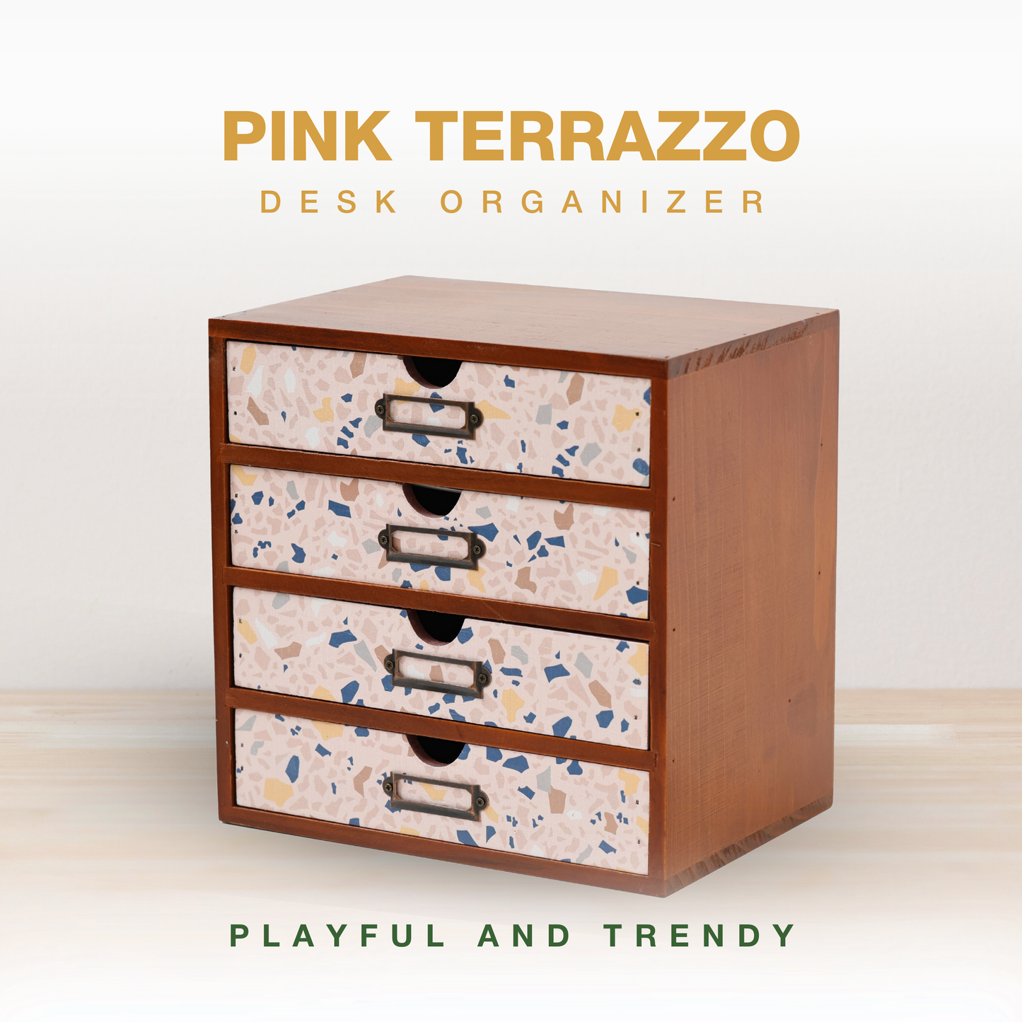 Pink Terrazzo Desk Organizer