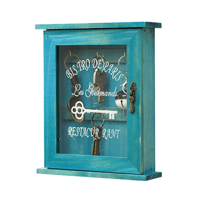 See Thru Display Vintage Wooden Key Holder with 6 Hooks | Entryway Storage Cabinet Hanger