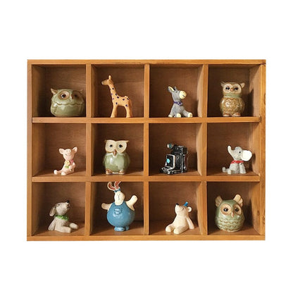 12 Slot Wooden Cubby Display Shelf - Wall Mount or Tabletop Organizer for Collectibles, Mini Decor & Small Item Storage
