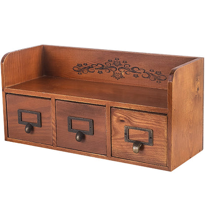 3 Drawers Vintage Farmhouse Storage Cabinet with Top Shelf & Label Holders for Desk, Vanity & Home Decor