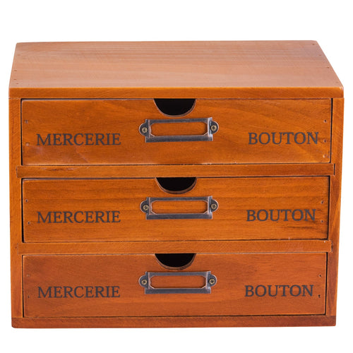 Vintage Wood Desk Organizer : 3 Drawer Stackable Storage Cabinet for Office Supplies, Jewelry & Crafts