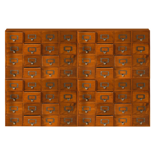 Woodaholic 64-Drawer Wooden Apothecary Cabinet – Vintage Card Catalog Storage Chest in Walnut Finish