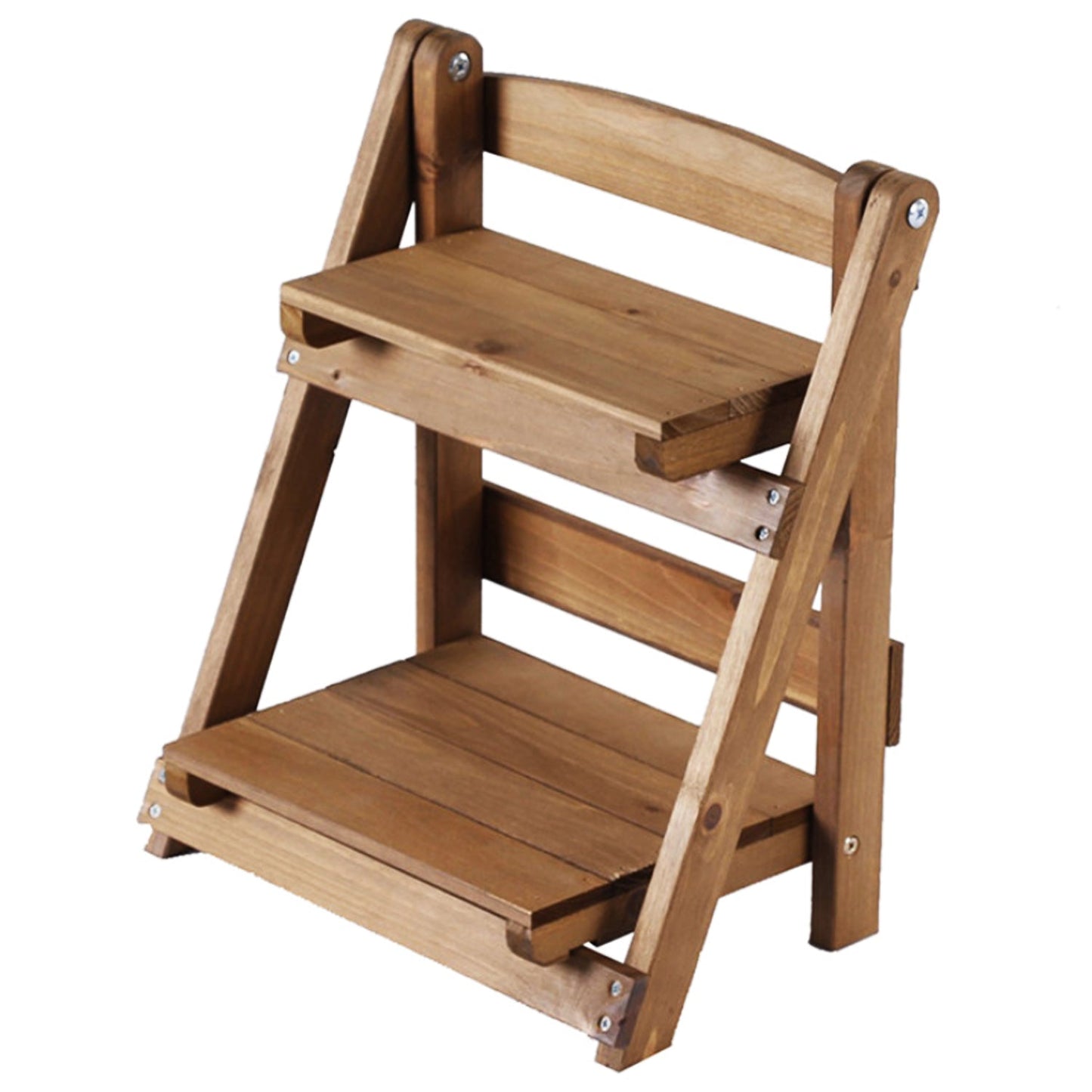 Wood Ladder Display Shelf : 2 Tier Vintage Desktop Organizer Stand for Plants, Candles, Decor