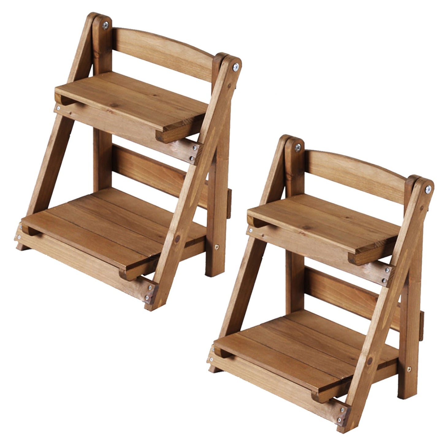 Wood Ladder Display Shelf : 2 Tier Vintage Desktop Organizer Stand for Plants, Candles, Decor