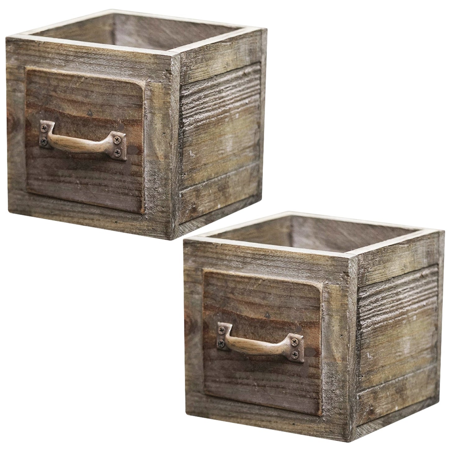Rustic Wooden Planter Box with Handle – Vintage Farmhouse Flower Pot for Succulents, Herbs & Decorative Home Garden Display