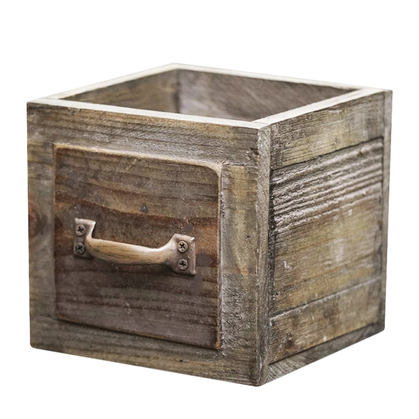 Rustic Wooden Planter Box with Handle – Vintage Farmhouse Flower Pot for Succulents, Herbs & Decorative Home Garden Display