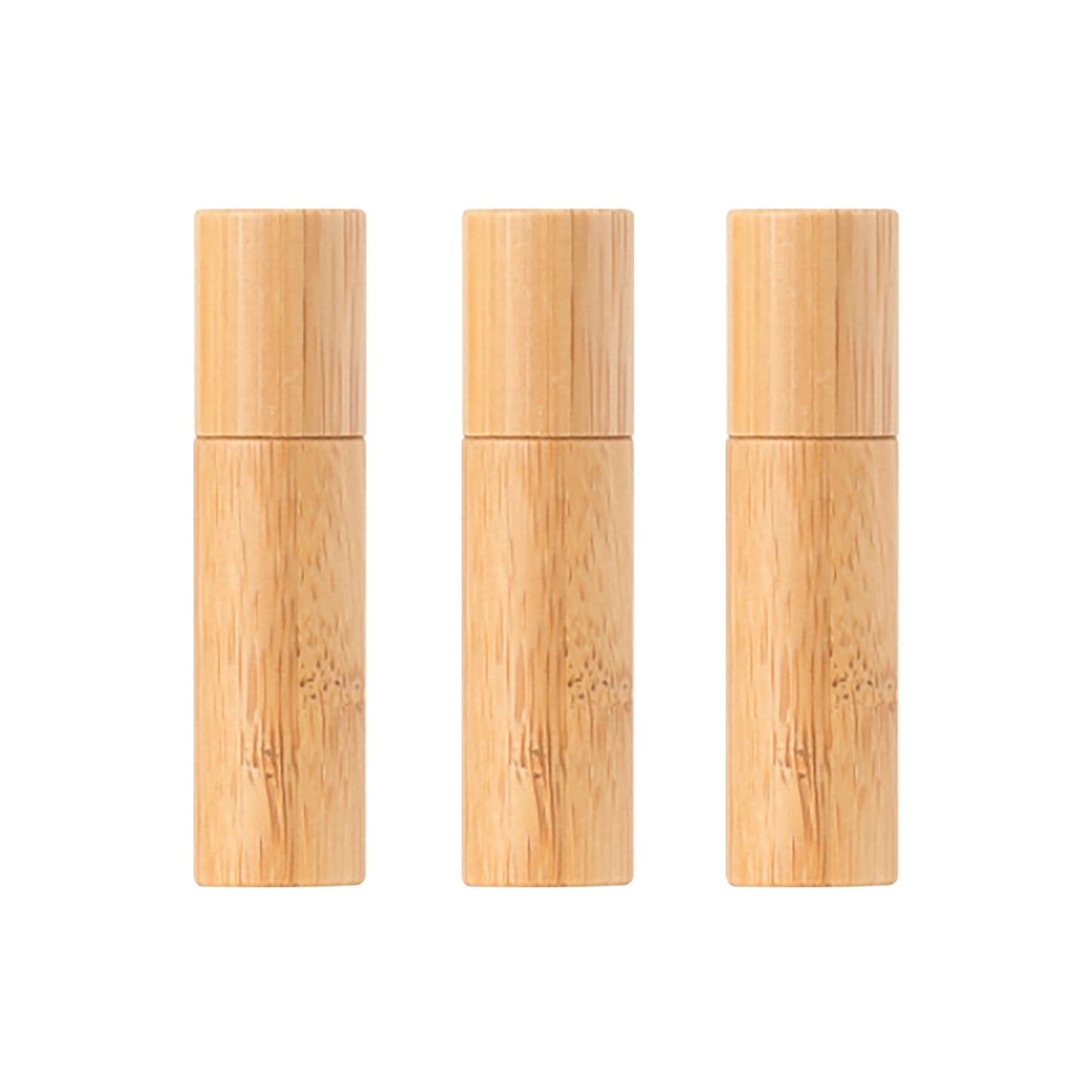 Bamboo Travel Roll-On Bottles – Refillable Glass Perfume & Essential Oil Roller Set (Leakproof, Compact, Natural Bamboo Case, 3 Pack)