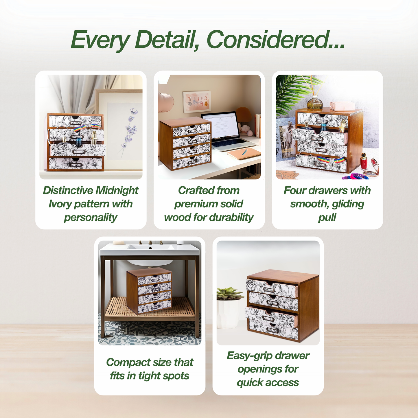 Midnight Ivory Desk Organizer