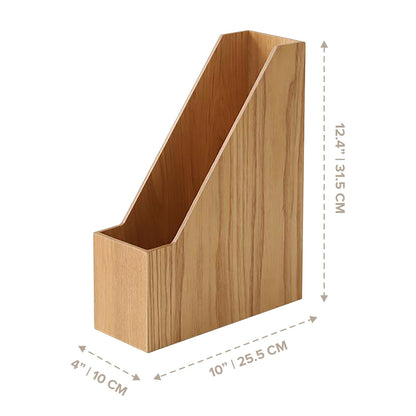 Nordic Wooden File Organizer & Magazine Holder - Vertical Document Folder Storage Box for Office Desk, Mail Sorting, Books & File Organization