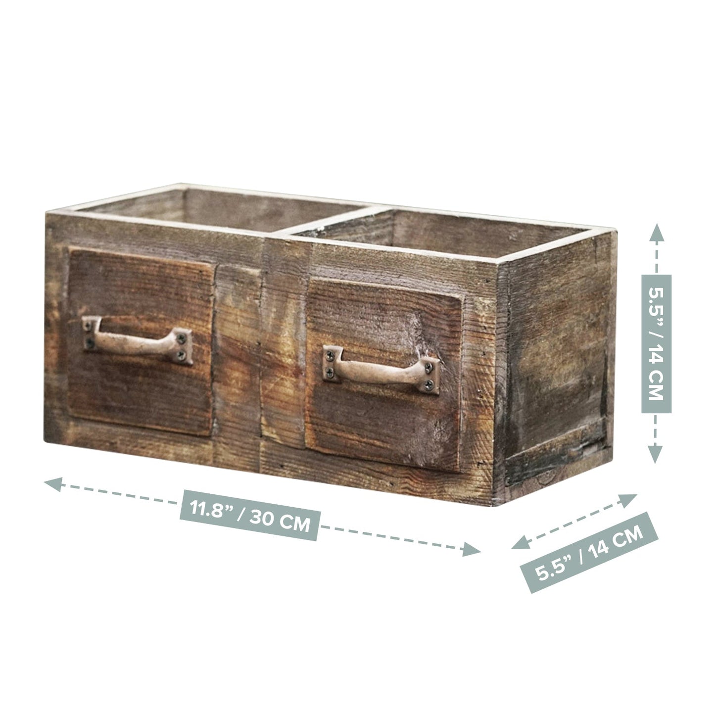 Rustic Wooden Planter Box with Handle – Vintage Farmhouse Flower Pot for Succulents, Herbs & Decorative Home Garden Display
