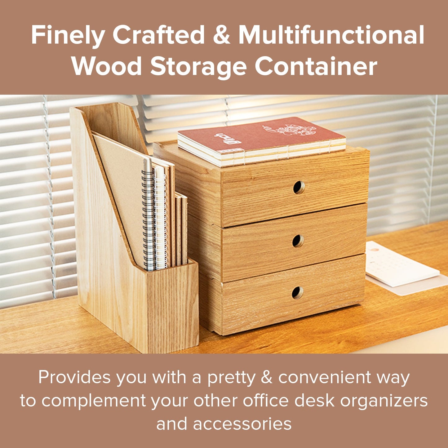 Nordic Wooden File Organizer & Magazine Holder - Vertical Document Folder Storage Box for Office Desk, Mail Sorting, Books & File Organization