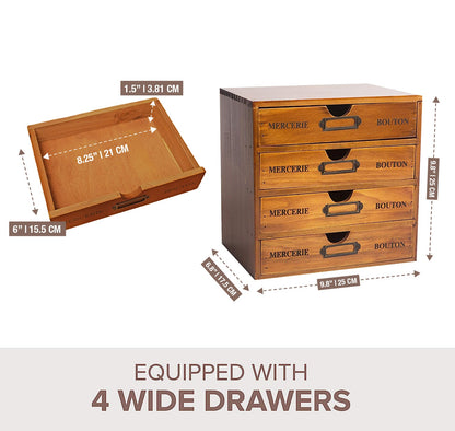 Vintage Apothecary Card Catalog Cabinet I 4 Drawer Wood Organizer Storage Box