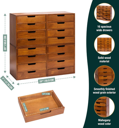 4-Pack of 4 Modern Mahogany Wood Desktop Organizer