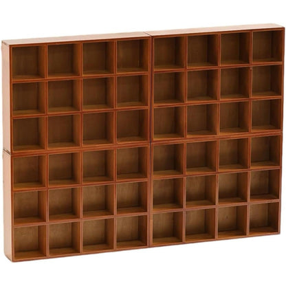 48-Compartment Wooden Cubby Display Shelf Set - 4-Pack Stackable Curio Organizer for Mini Figures, Shot Glasses, Crystals & Collectibles