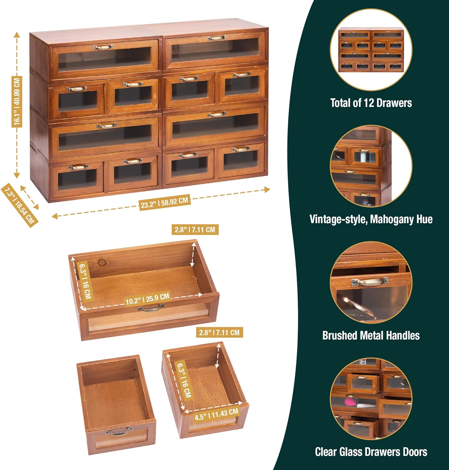 4-Piece Wooden Storage Drawers Set 