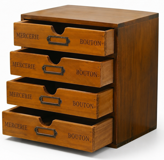 Vintage Apothecary Card Catalog Cabinet I 4 Drawer Wood Organizer Storage Box