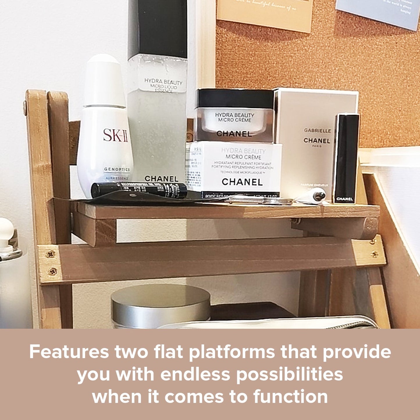Wood Ladder Display Shelf : 2 Tier Vintage Desktop Organizer Stand for Plants, Candles, Decor