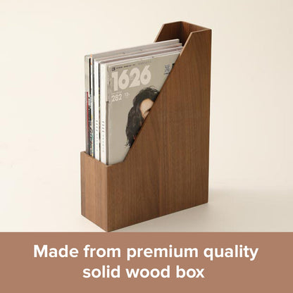 Nordic Wooden File Organizer & Magazine Holder - Vertical Document Folder Storage Box for Office Desk, Mail Sorting, Books & File Organization
