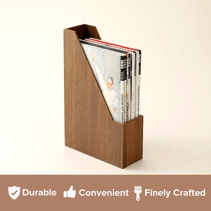 Nordic Wooden File Organizer & Magazine Holder - Vertical Document Folder Storage Box for Office Desk, Mail Sorting, Books & File Organization