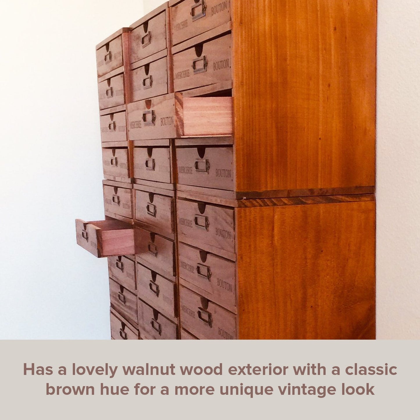 Mix and Match Set of 4 - Woodaholic Stackable 16-Drawer Wooden Card Catalog Organizer