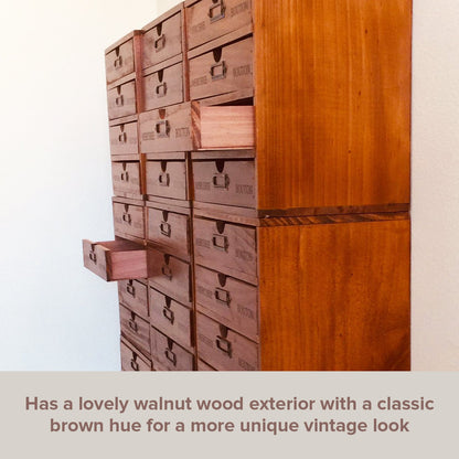 Mix and Match Set of 4 - Woodaholic Stackable 16-Drawer Wooden Card Catalog Organizer