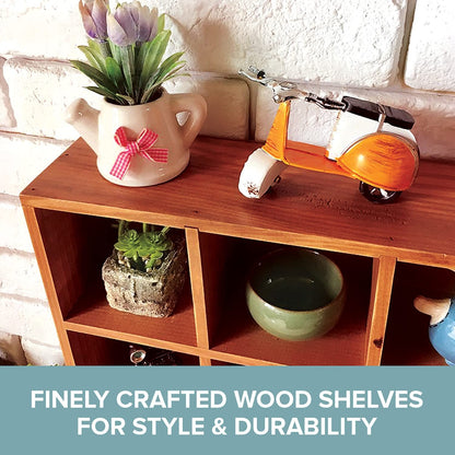 Wall Mount Wooden Cubby Shelf with Drawers – Rustic Display Organizer for Storage & Decor