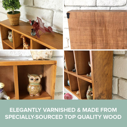 12 Slot Wooden Cubby Display Shelf - Wall Mount or Tabletop Organizer for Collectibles, Mini Decor & Small Item Storage