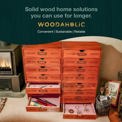 Mix and Match Set of 4 - Woodaholic Stackable 16-Drawer Wooden Card Catalog Organizer