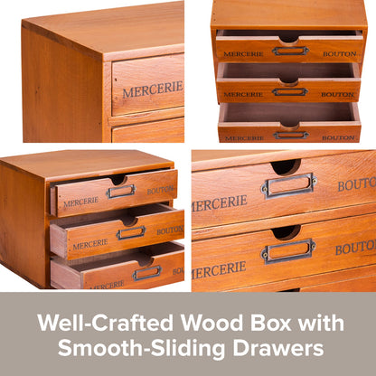 Vintage Wood Desk Organizer : 3 Drawer Stackable Storage Cabinet for Office Supplies, Jewelry & Crafts