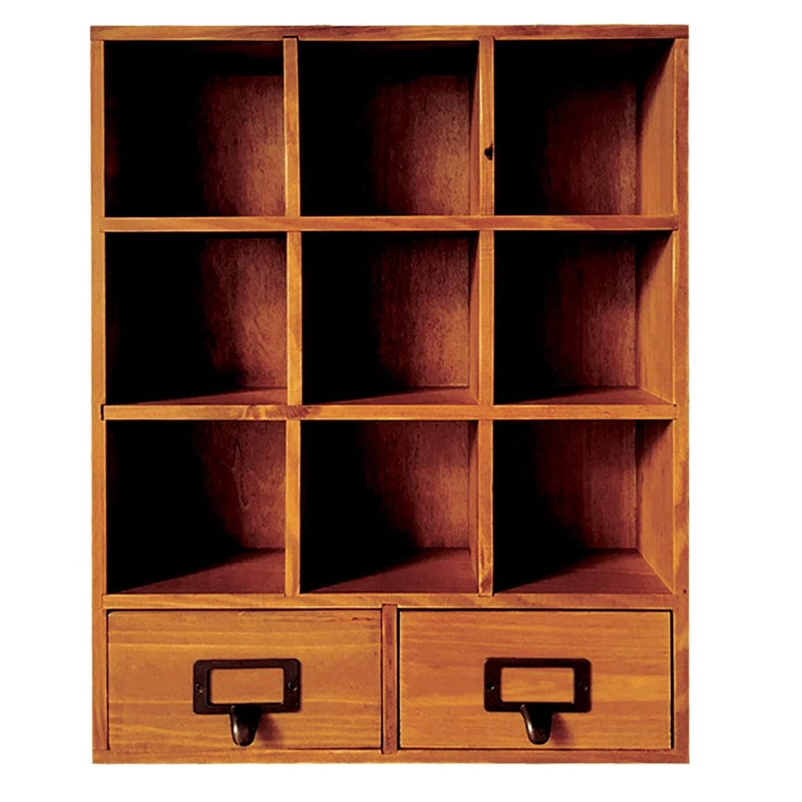 Wall Mount Wooden Cubby Shelf with Drawers – Rustic Display Organizer for Storage & Decor