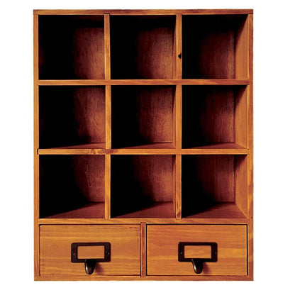 Wall Mount Wooden Cubby Shelf with Drawers – Rustic Display Organizer for Storage & Decor