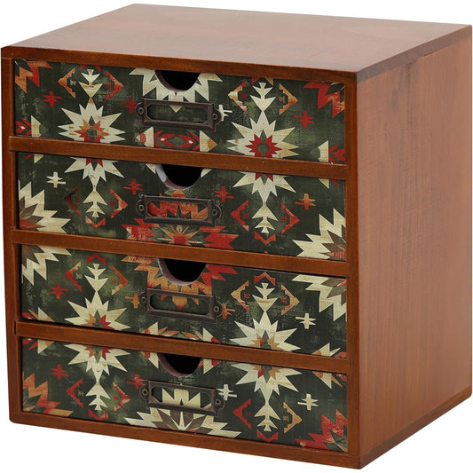 Boho Green Wooden Desk Organizer