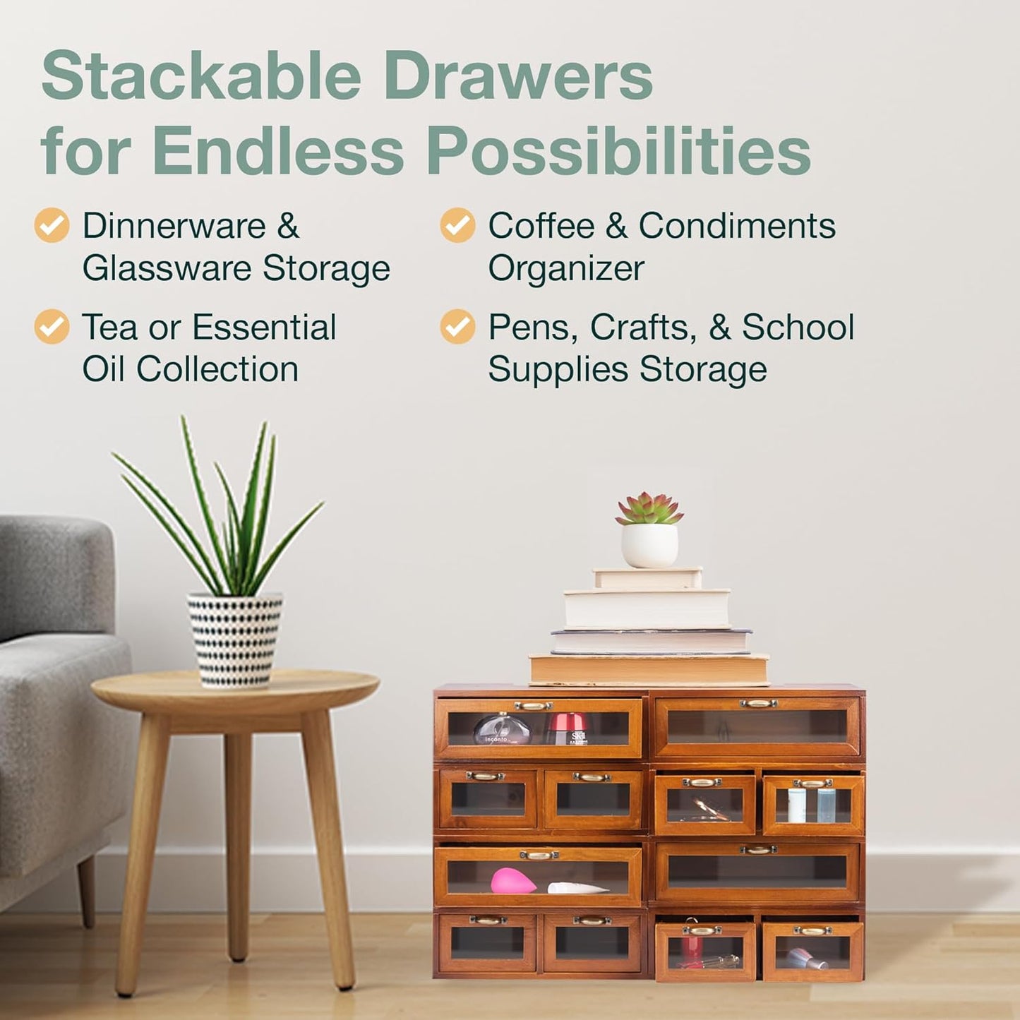 4-Piece Wooden Storage Drawers Set 