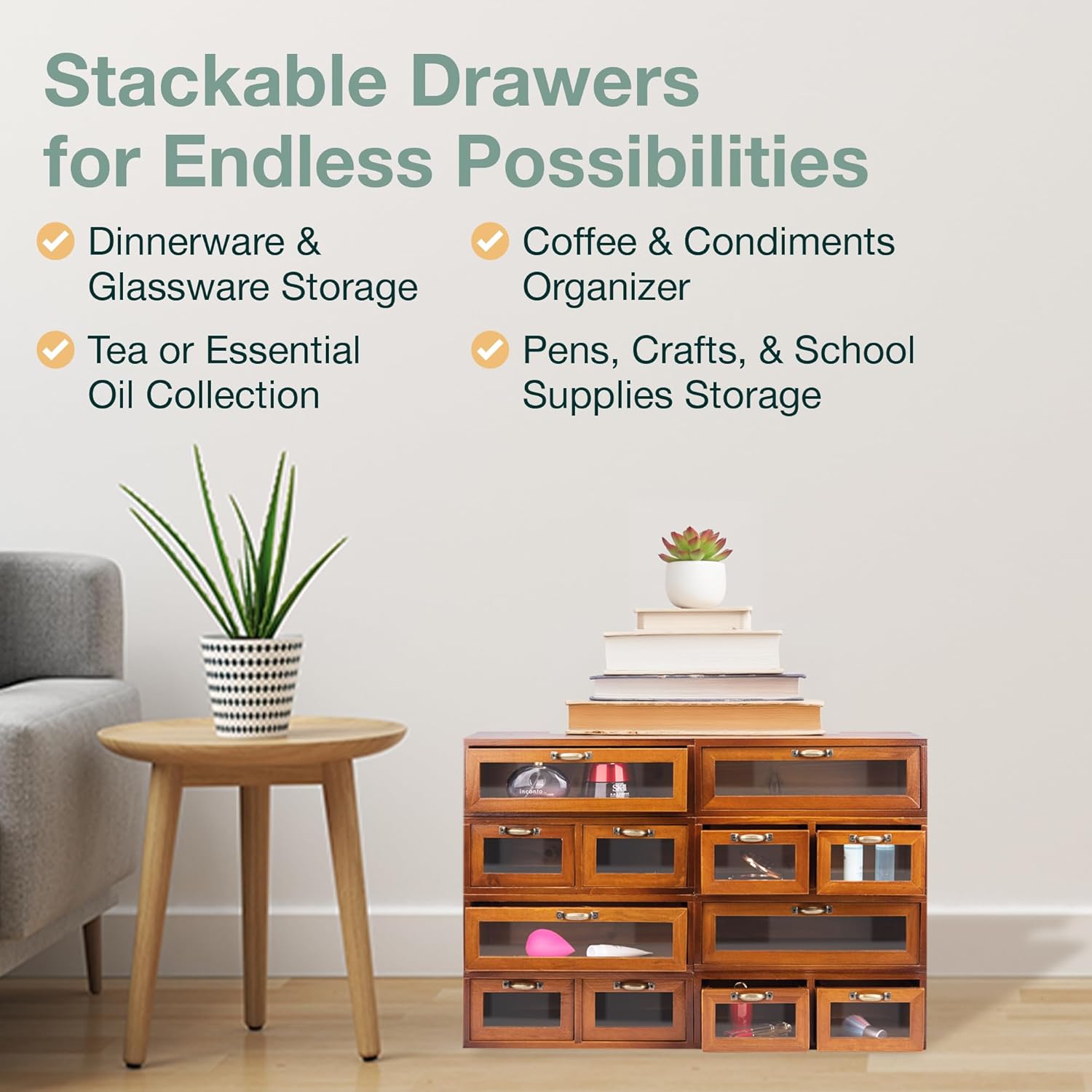 4-Piece Wooden Storage Drawers Set 