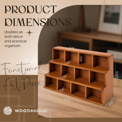 3-Tier Wooden Display Riser Shelf – Stackable Desktop Organizer for Collectibles, Plants, Candles, Perfume & Decor