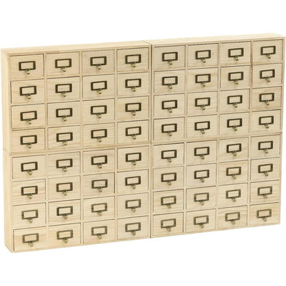 64-Drawer Natural Pine Apothecary Organizer - Wide Modular Storage Cabinet for Stickers, Beads, Stamps, Washi Tape & Scrapbooking