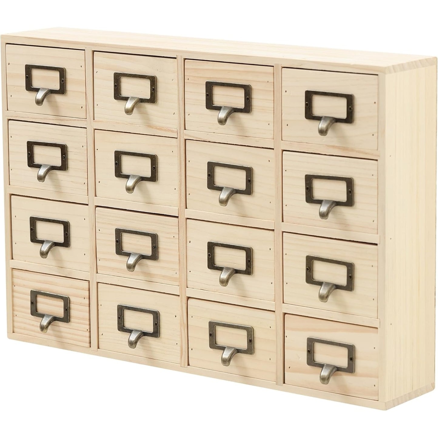 DIY Wooden 16-Drawer Apothecary Cabinet – Unfinished Customizable Storage Organizer for Crafts, Jewelry, Office & Classroom