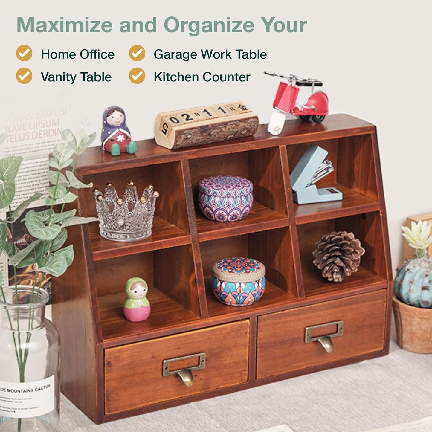 Desktop Mini Pigeon Hole Drawer Organizer