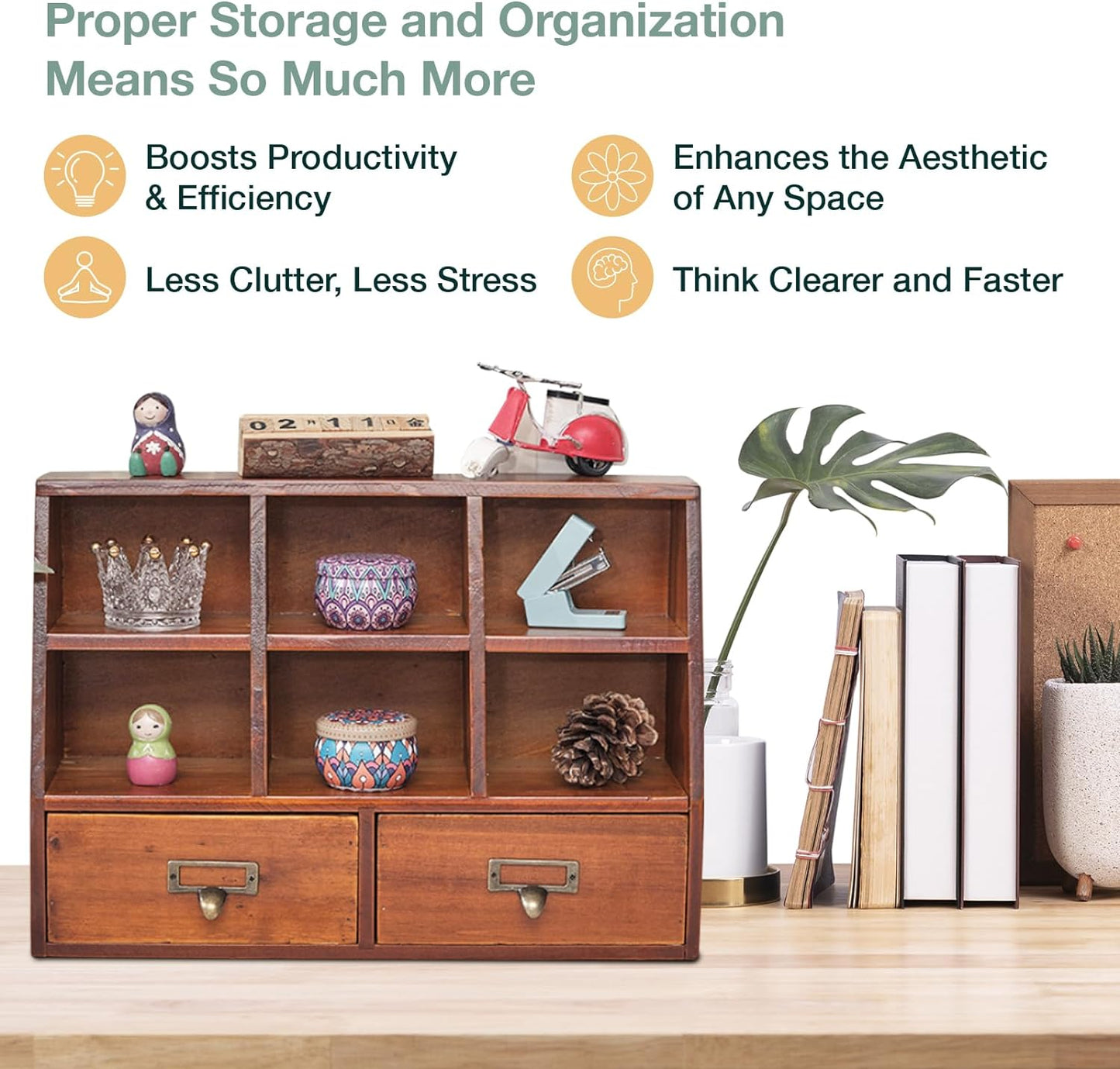 Desktop Mini Pigeon Hole Drawer Organizer