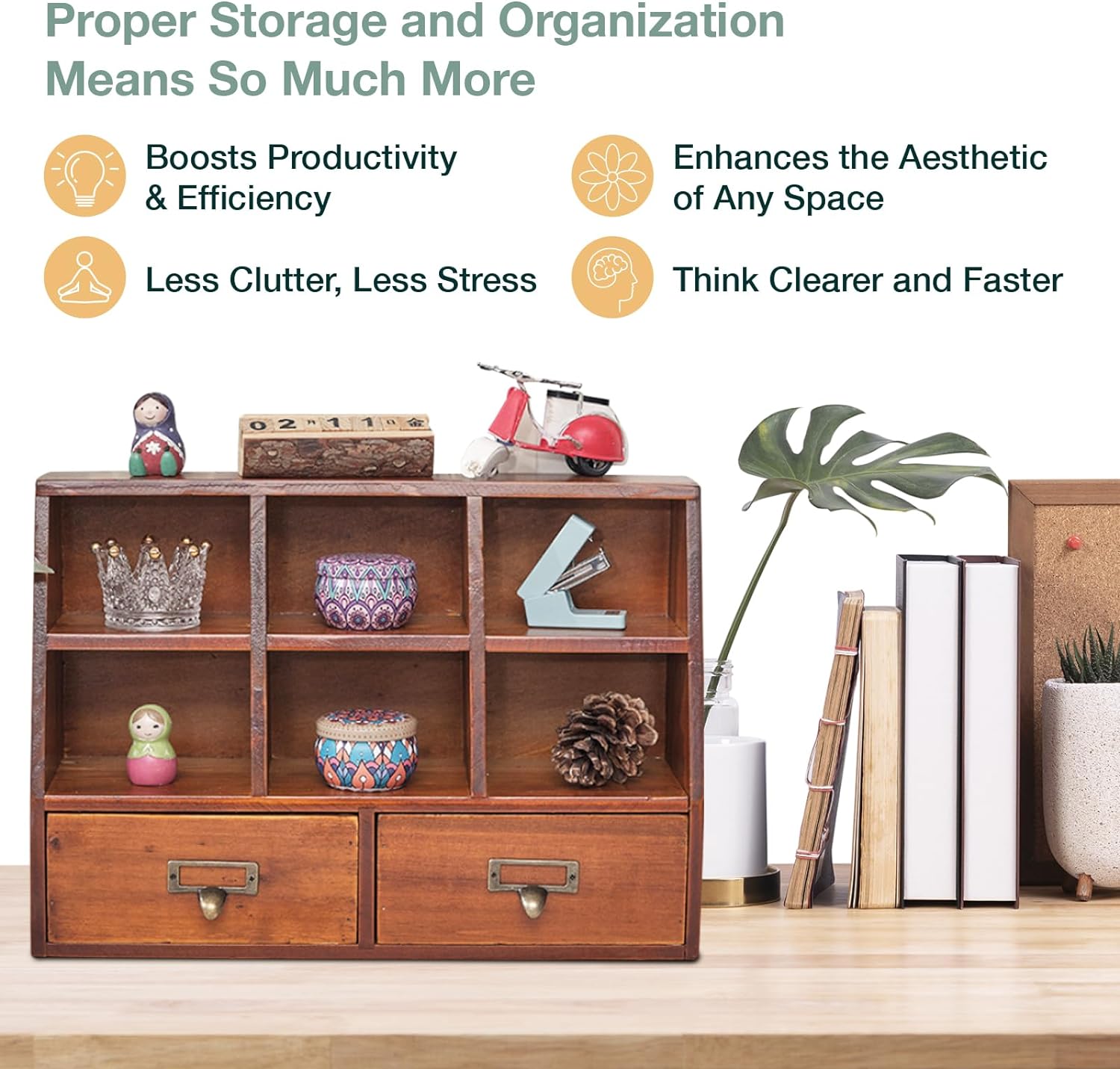 Desktop Mini Pigeon Hole Drawer Organizer