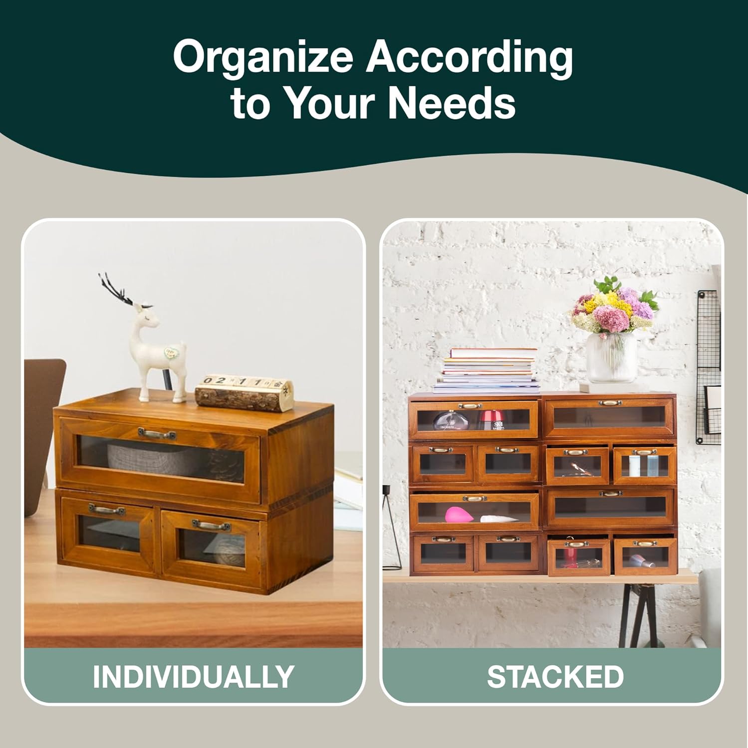 4-Piece Wooden Storage Drawers Set 