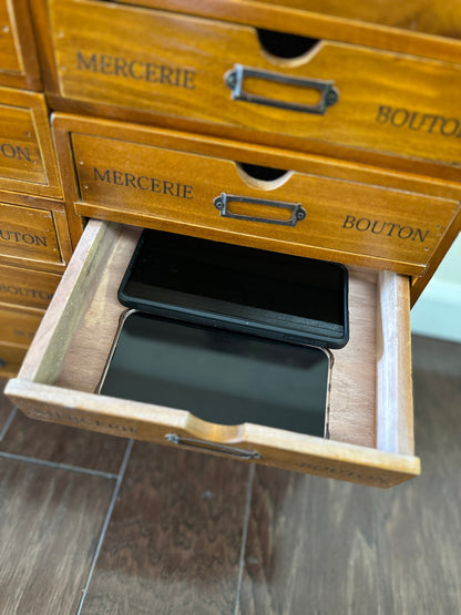 Vintage Apothecary Card Catalog Cabinet I 4 Drawer Wood Organizer Storage Box