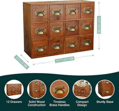 Vintage Mahogany 12-Drawer Apothecary Cabinet