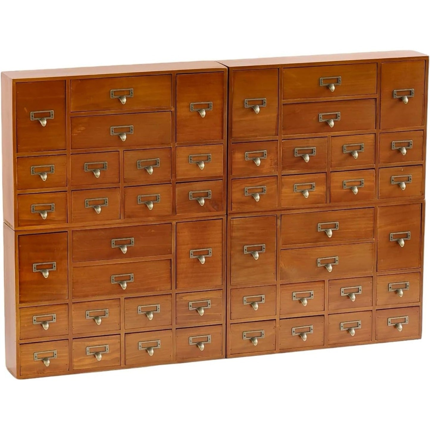 48-Drawer Library Card Catalog Organizer - Stackable Wooden Apothecary Storage Cabinet for Tea, Essential Oils, Office Supplies & Small Parts