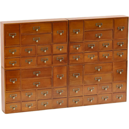 48-Drawer Library Card Catalog Organizer - Stackable Wooden Apothecary Storage Cabinet for Tea, Essential Oils, Office Supplies & Small Parts
