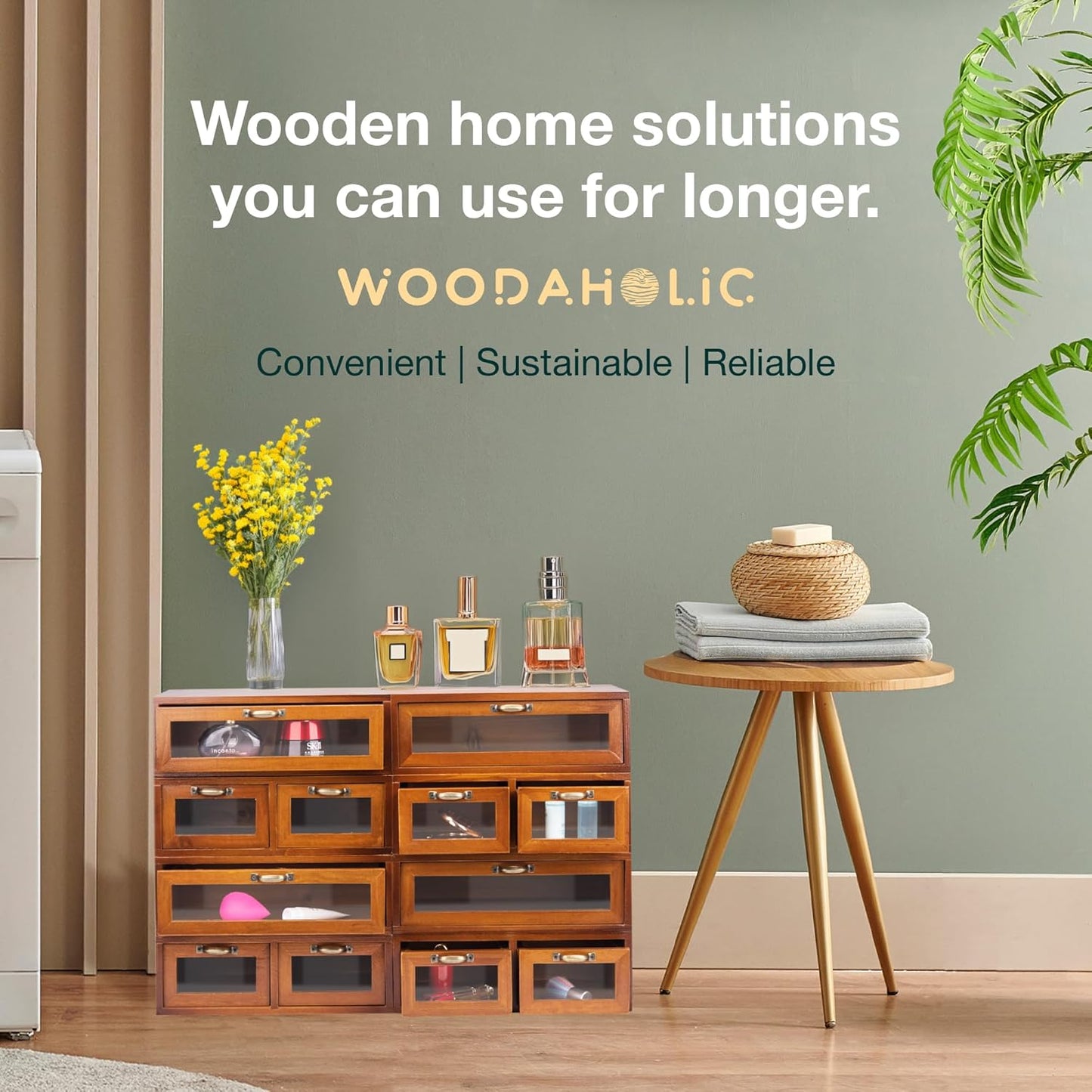 4-Piece Wooden Storage Drawers Set 