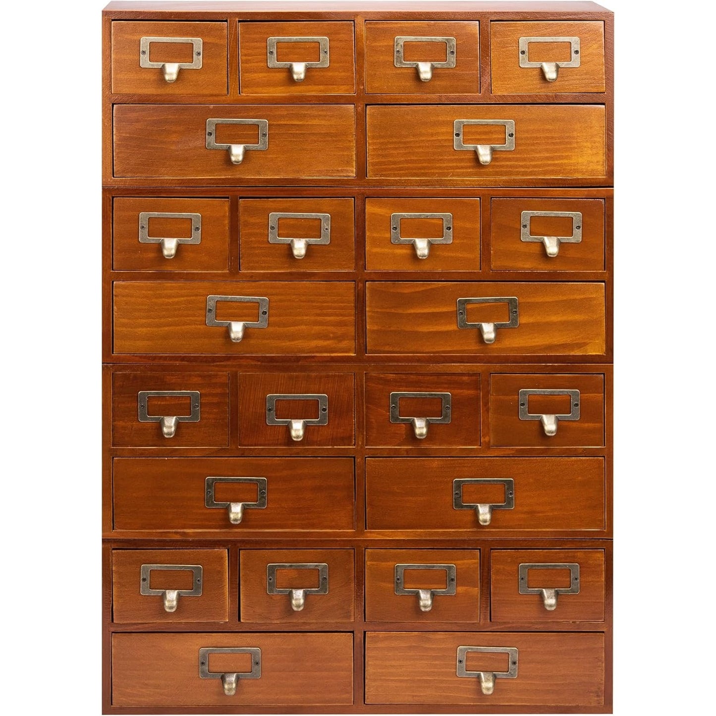 4-Piece Wooden Drawer Organizer Set – Retro Slim Desktop Cabinet with 24 Drawers, Stackable Storage for Crafts, Office & Home