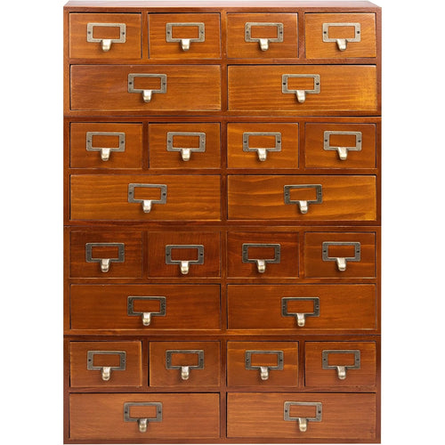 4-Piece Wooden Drawer Organizer Set – Retro Slim Desktop Cabinet with 24 Drawers, Stackable Storage for Crafts, Office & Home