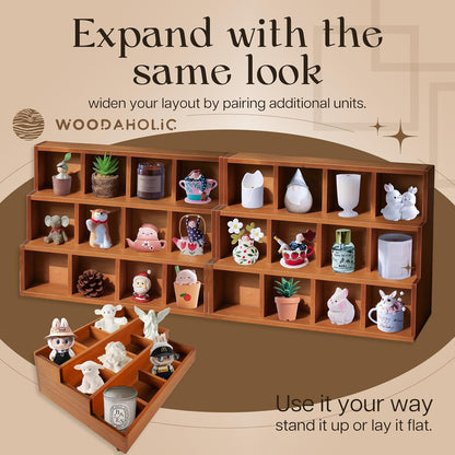 3-Tier Wooden Display Riser Shelf – Stackable Desktop Organizer for Collectibles, Plants, Candles, Perfume & Decor